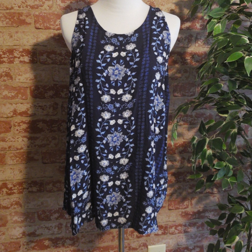 Blue Floral Swing Tank